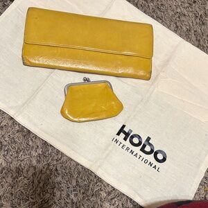 HOBO Mustard Yellow Leather Clutch and Coin Purse Set